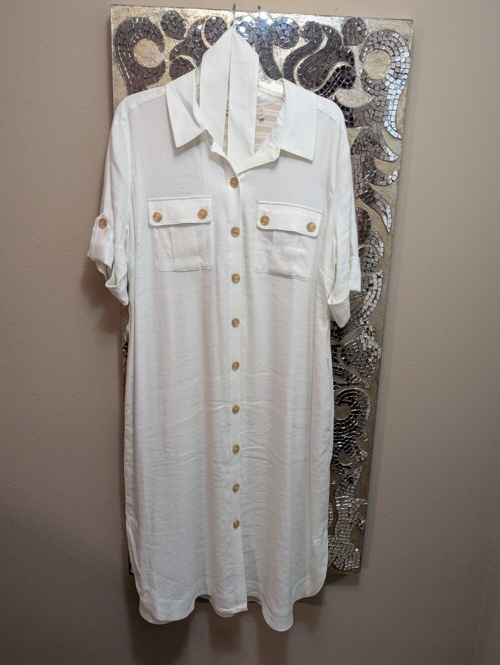 NWOT Soft Surroundings Button-Front White Shirt Dress XL
